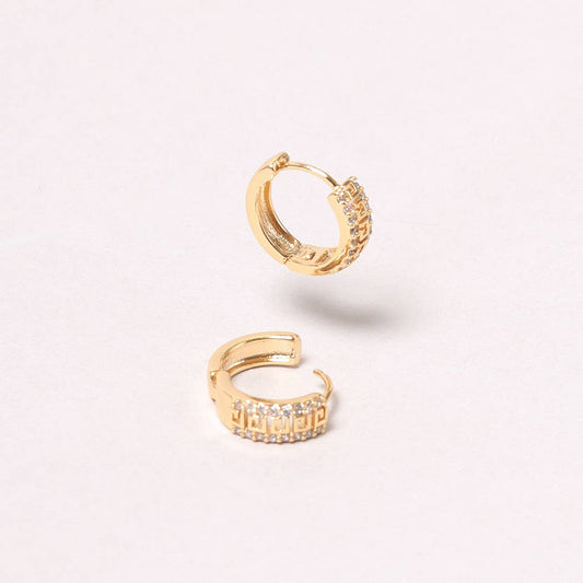 14K Gold-Dipped Studded Hoop Earring