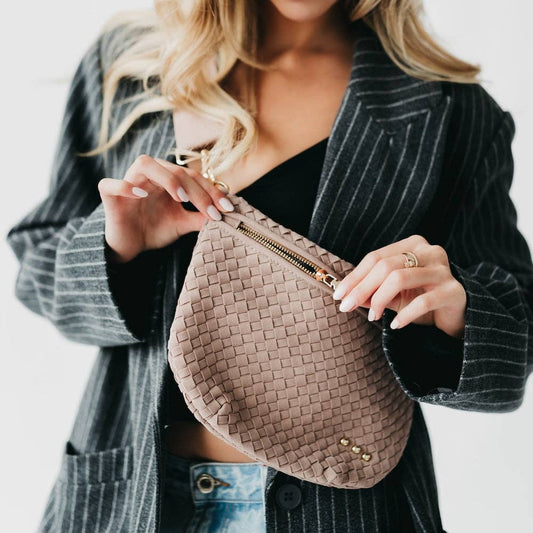 Suede Westlyn Woven Bum Bag - Taupe