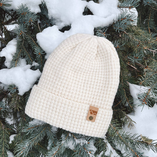 MONTANA MOUNTAIN WAFFLE KNIT BEANIE: Cream