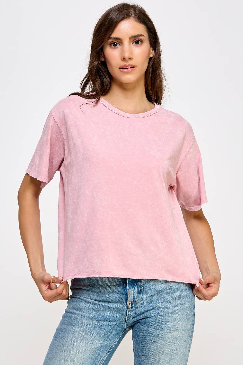 Blank Mineral Washed Long Crop Tee