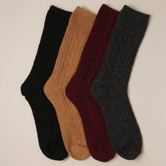 Rib Knit Wool Blend Crew Socks