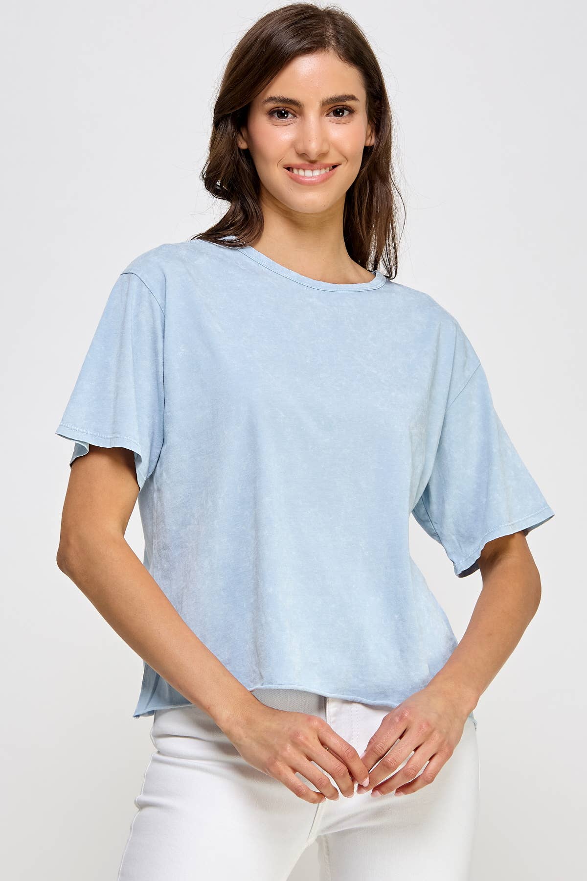 Blank Mineral Washed Long Crop Tee