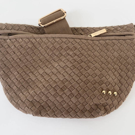 Suede Westlyn Woven Bum Bag - Taupe