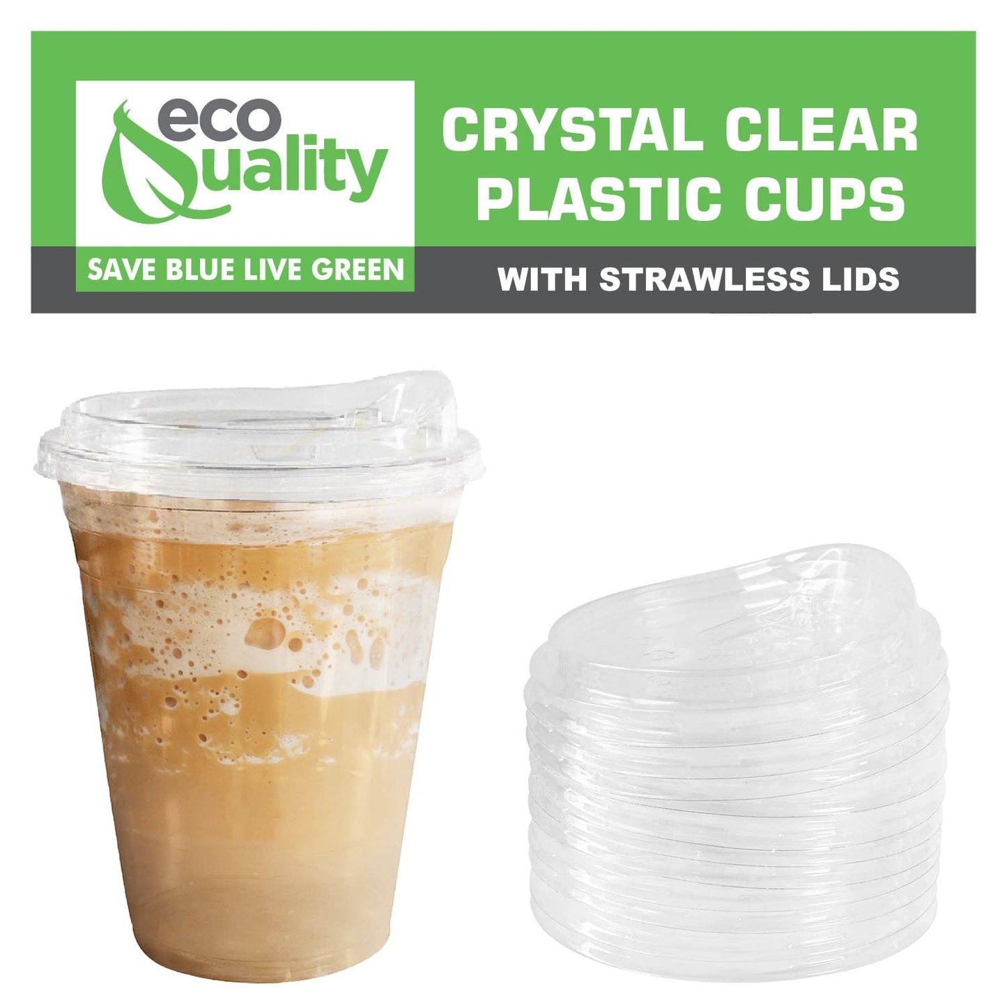 24Oz Disposable PET Clear Plastic Smoothie Cups with Sip: 600pc