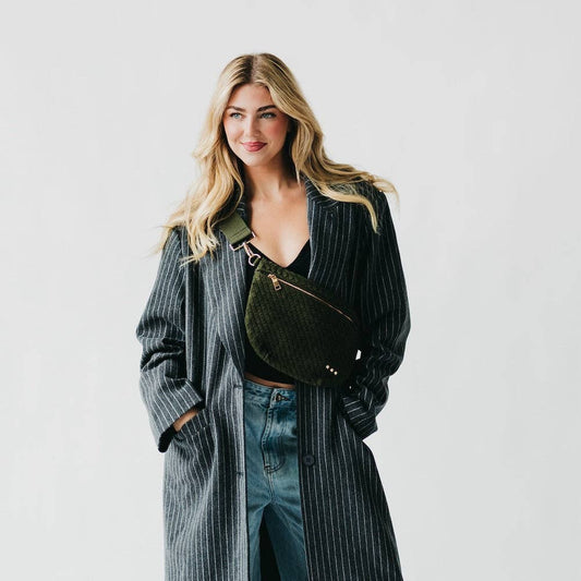 Suede Westlyn Woven Bum Bag - Olive