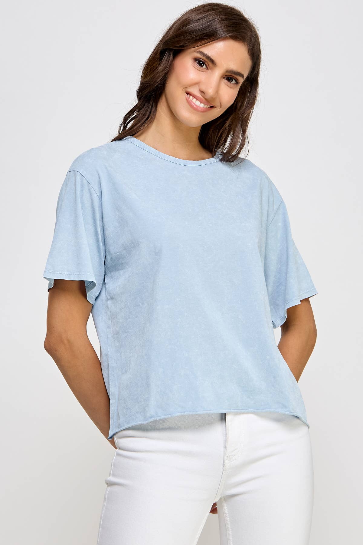 Blank Mineral Washed Long Crop Tee