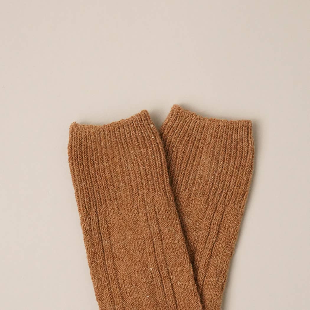 Rib Knit Wool Blend Crew Socks