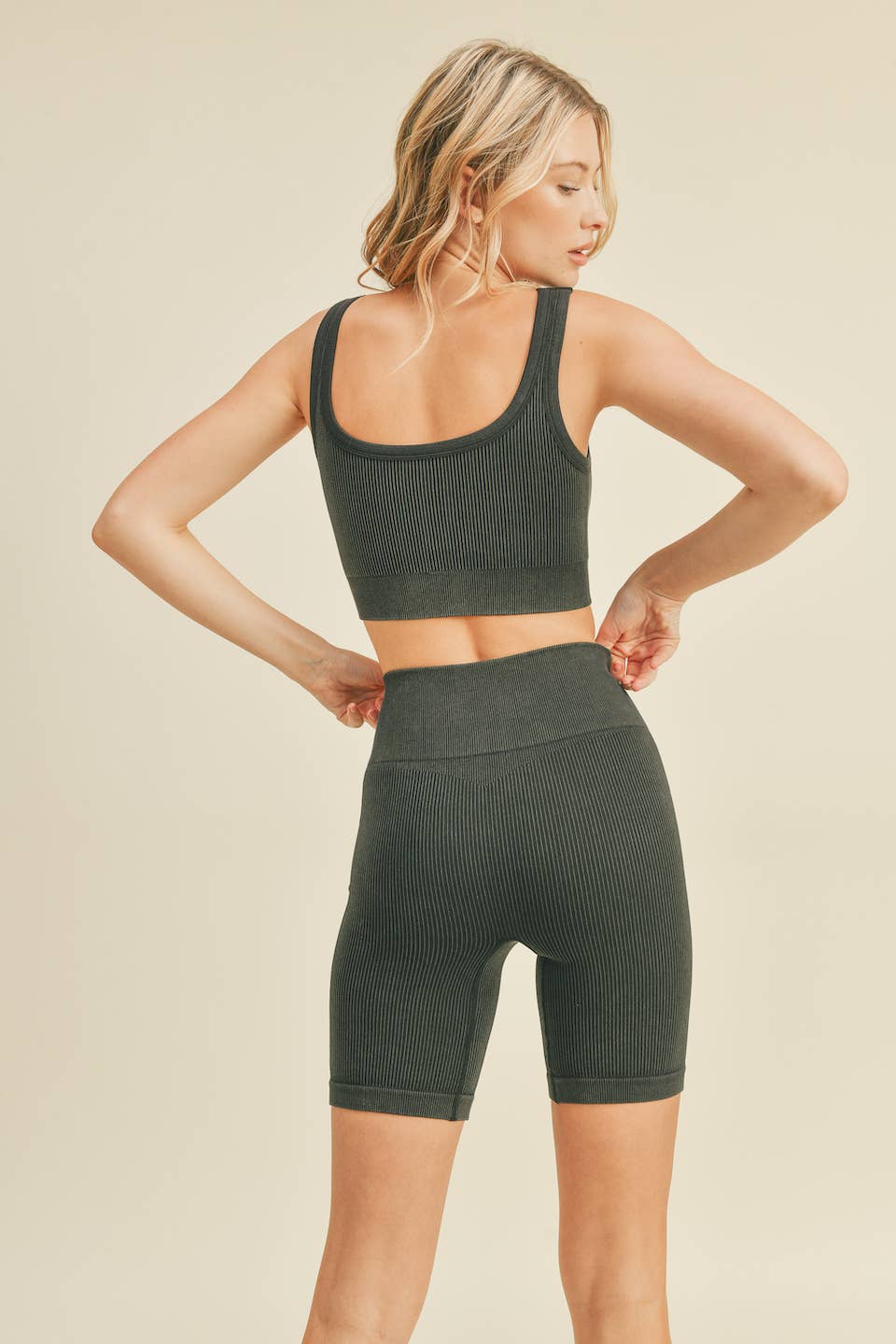 Kimberly Mineral Washed Bra & Biker Set