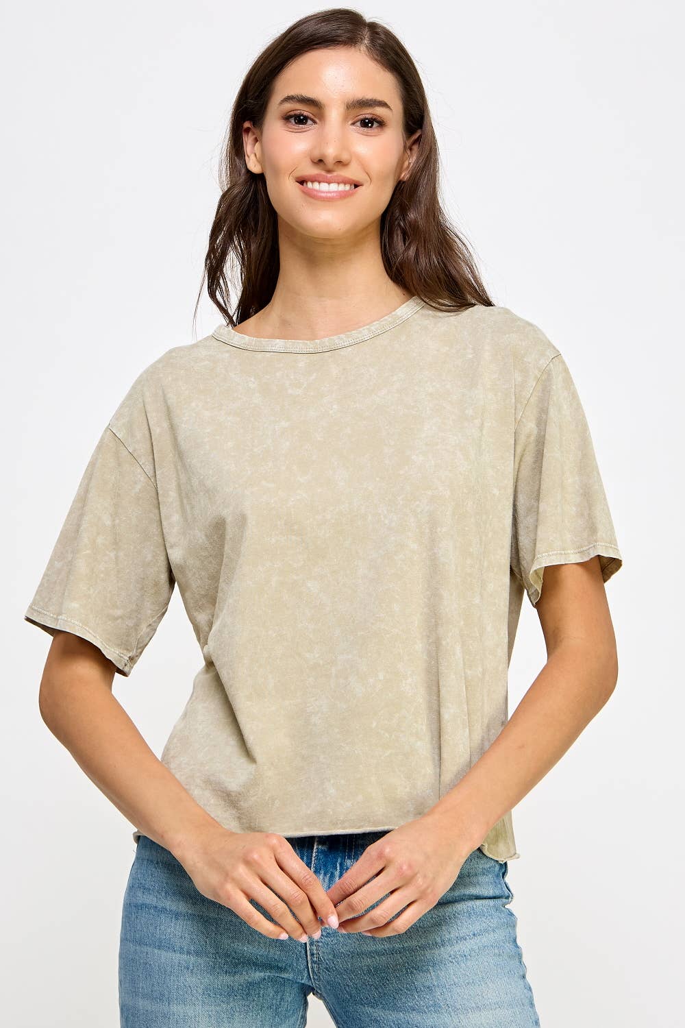 Blank Mineral Washed Long Crop Tee