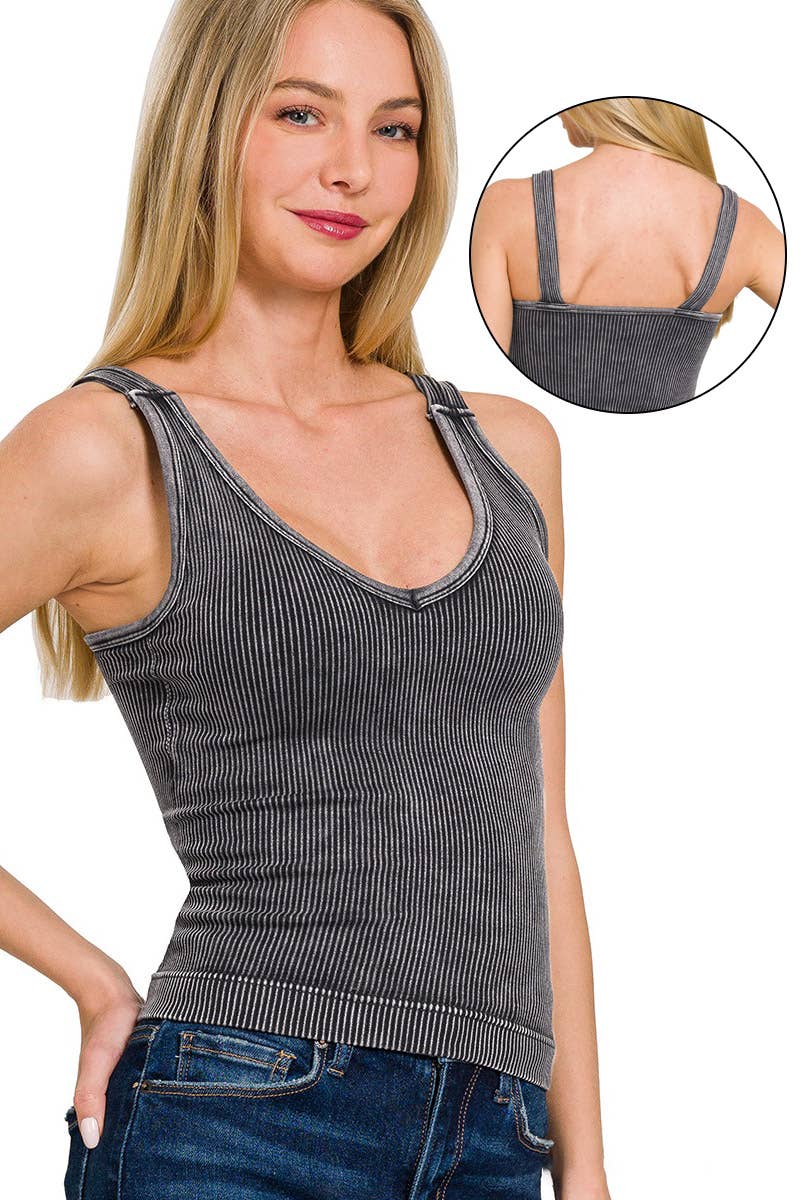 Stone Washed Cropped Tank Top