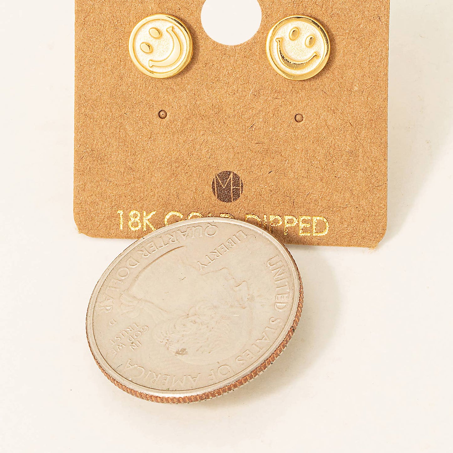 Gold Dipped Smiley Face Stud Earrings