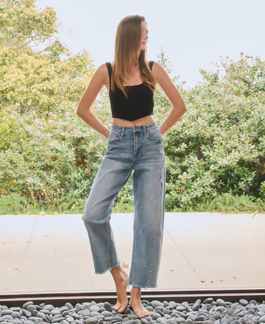 SUPER HIGH RISE BARREL LEG JEANS