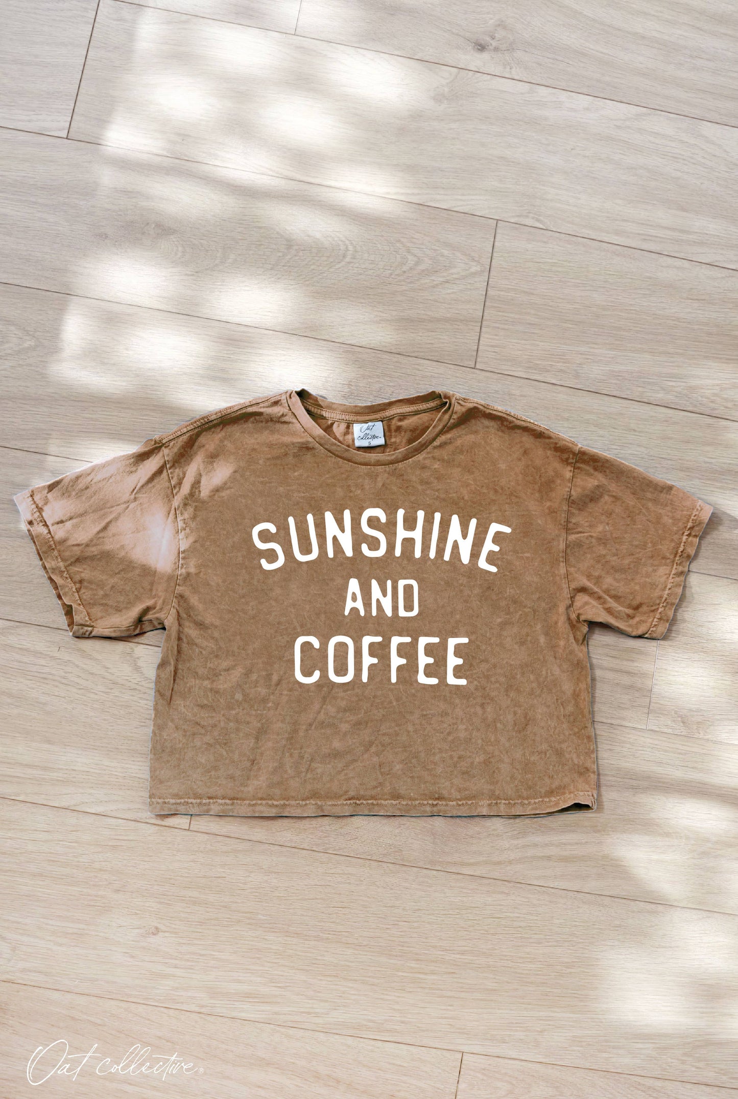 SUNSHINE AND COFFEE Cropped Mineral Wash Tee