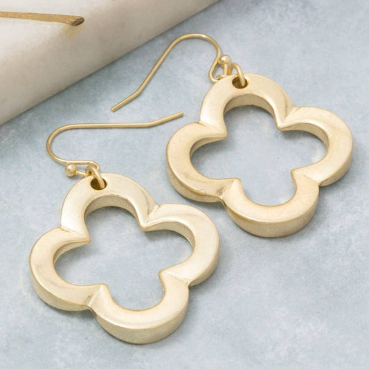 Gold Vintage Clover Dangle Earrings