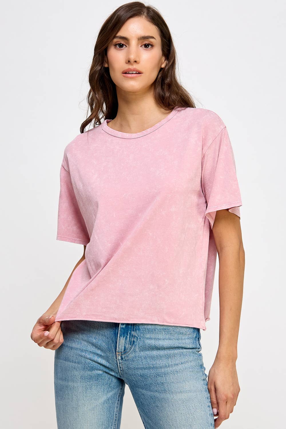 Blank Mineral Washed Long Crop Tee