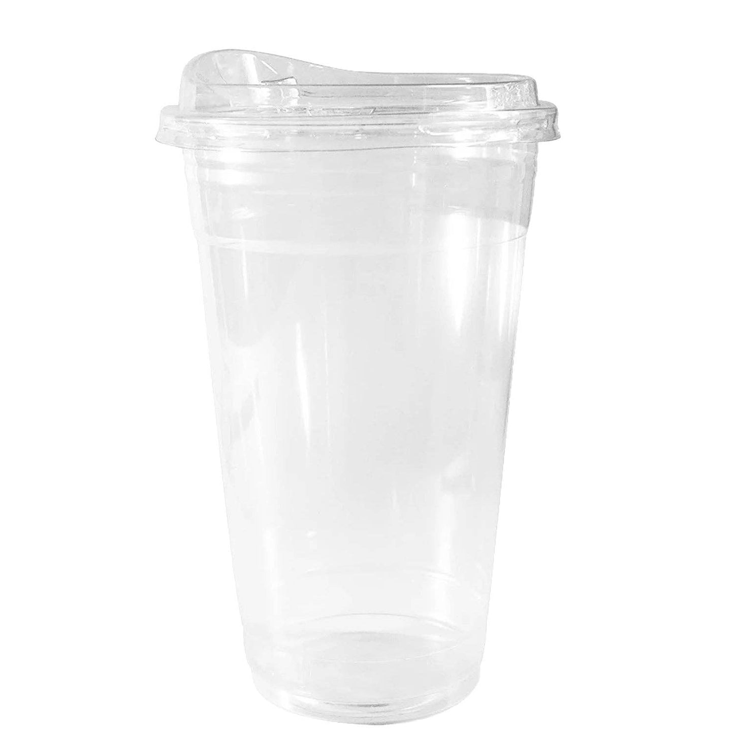 24Oz Disposable PET Clear Plastic Smoothie Cups with Sip: 600pc