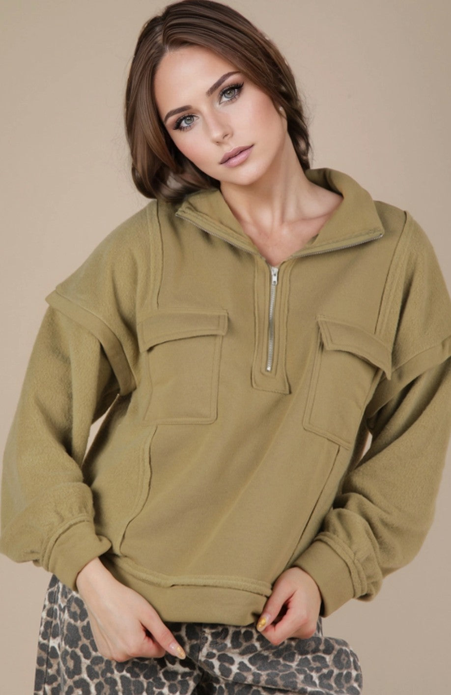 Camryn Henley Mock Neck Sweater
