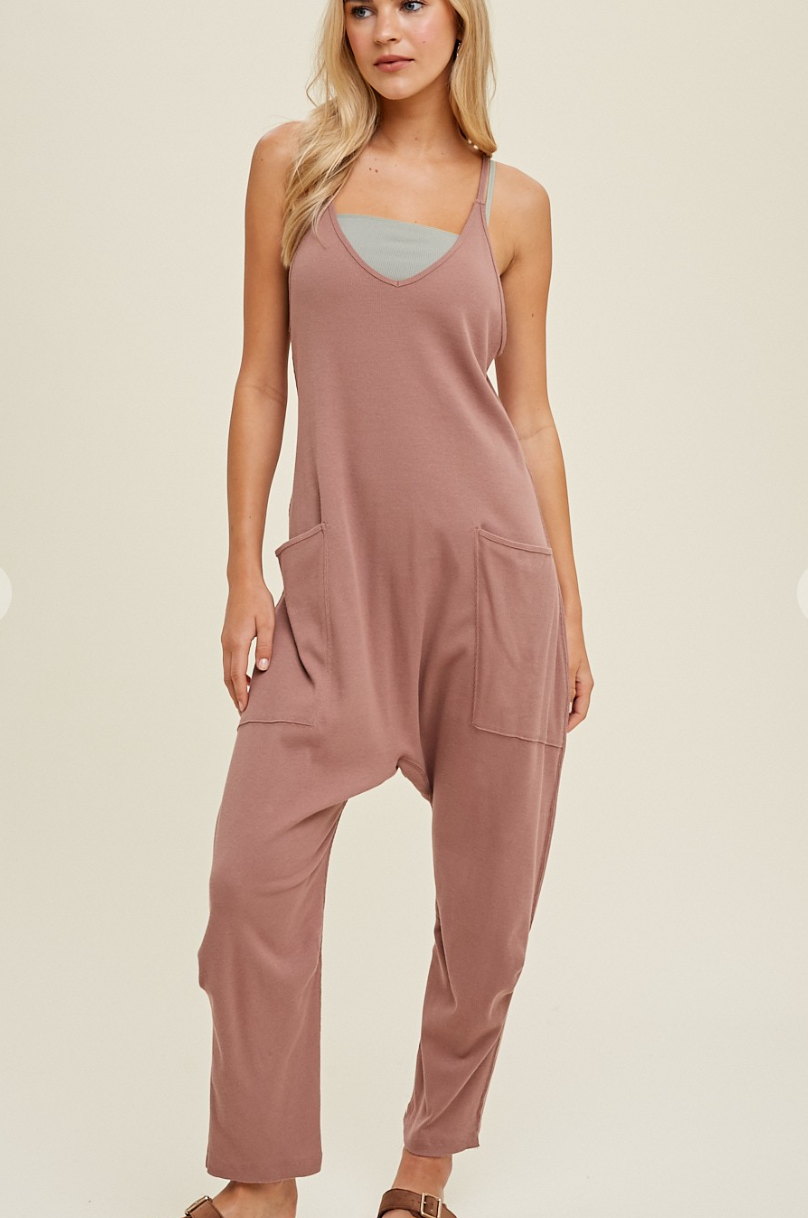 Ribbed Knit Jumpsuit W/ Pockets