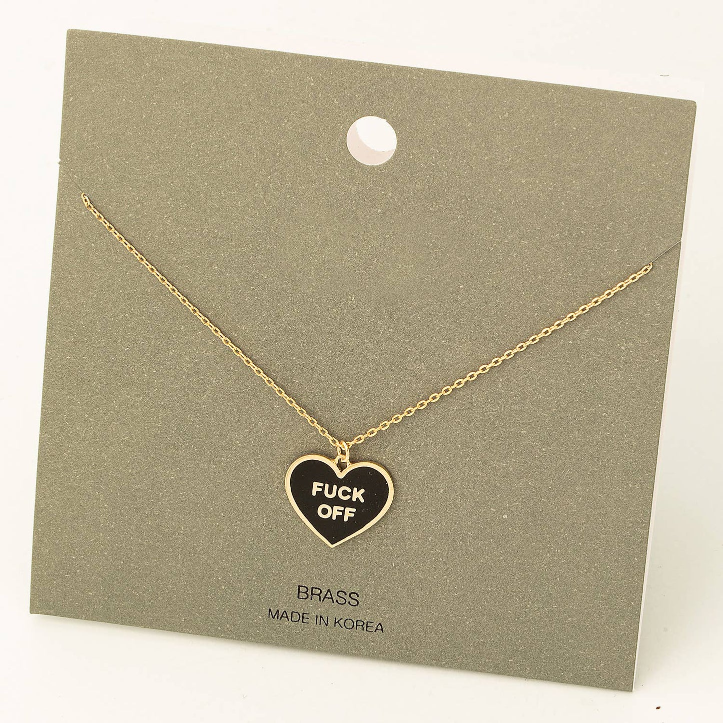 Pink Fuck Off Heart Pendant Necklace
