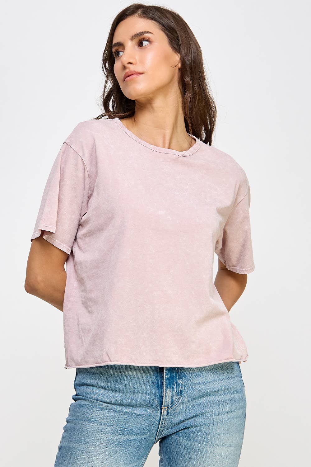 Blank Mineral Washed Long Crop Tee