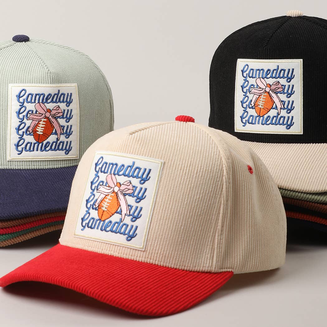 Gameday Bow Patch Corduroy Trucker Hat - Red