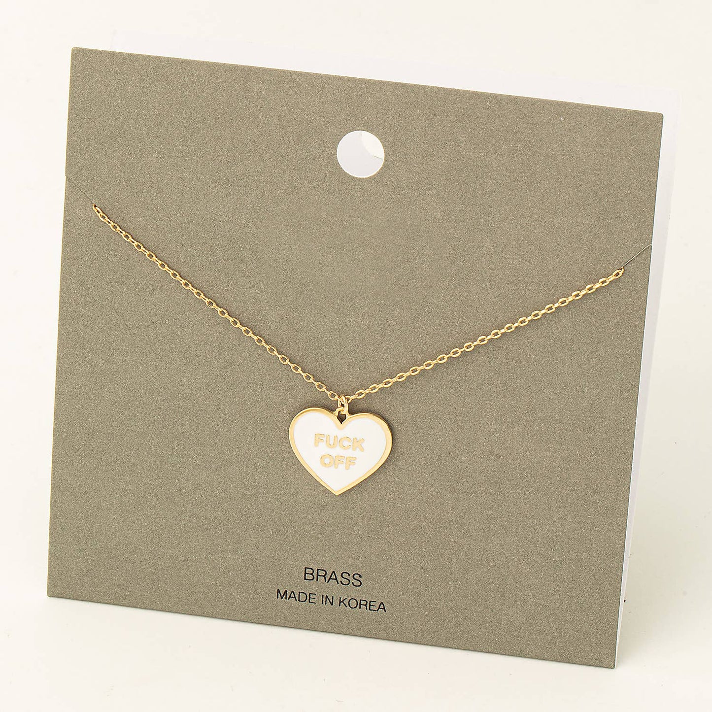 Pink Fuck Off Heart Pendant Necklace