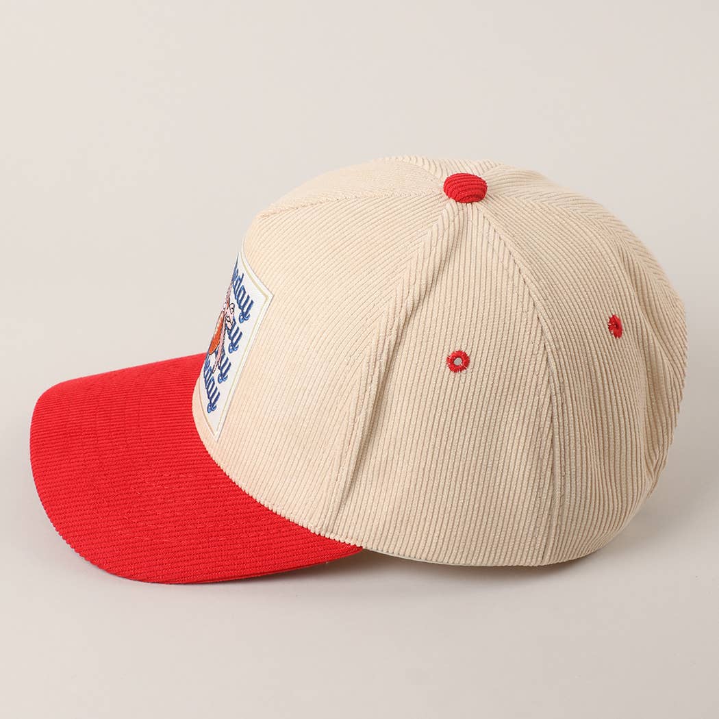 Gameday Bow Patch Corduroy Trucker Hat - Red