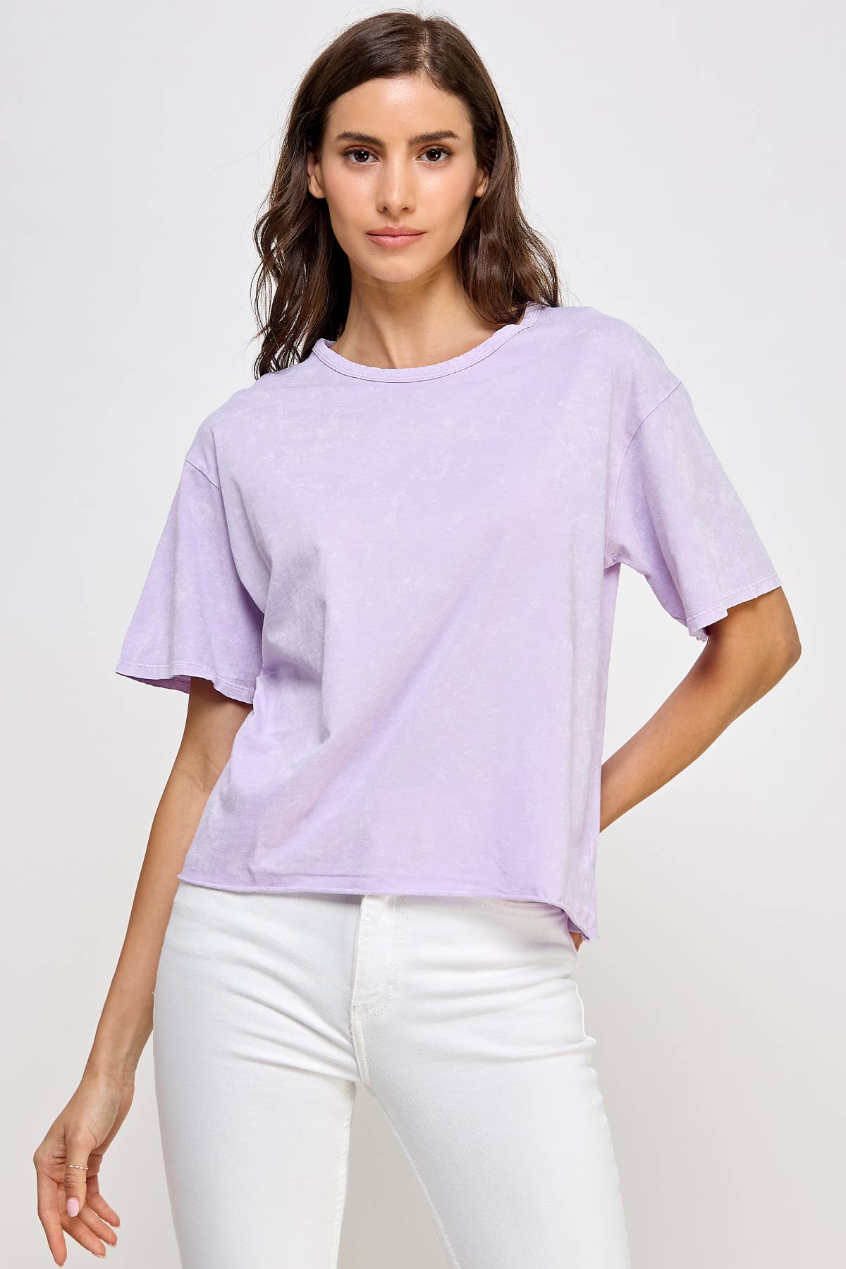 Blank Mineral Washed Long Crop Tee