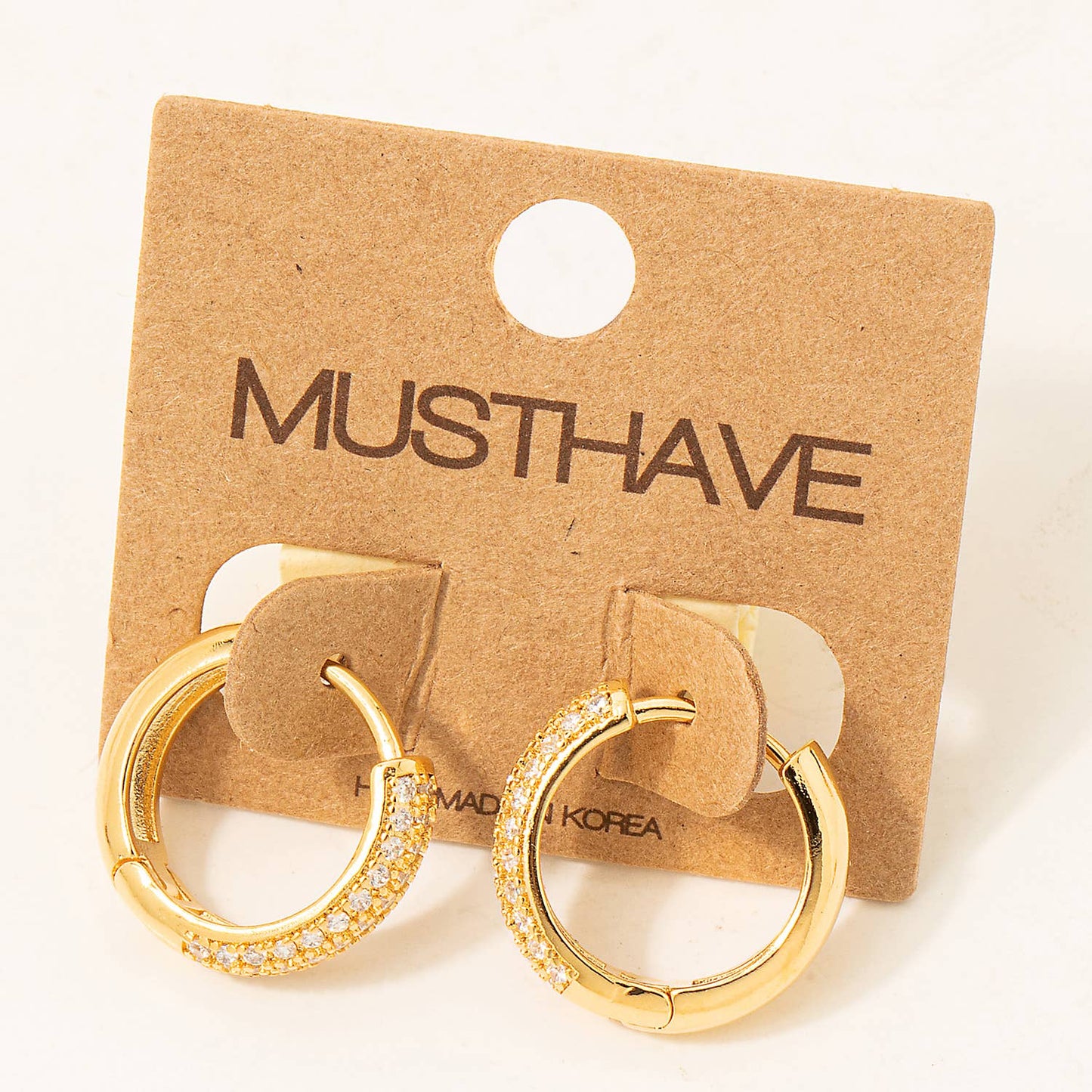 Gold Studded Latch Hoop Earrings