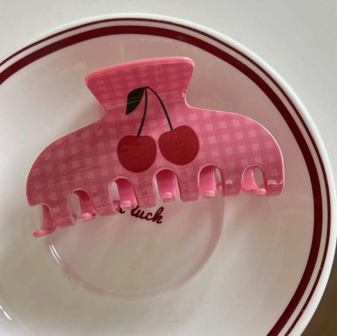 Cherry Seashell Pastel Pink Hair Clips