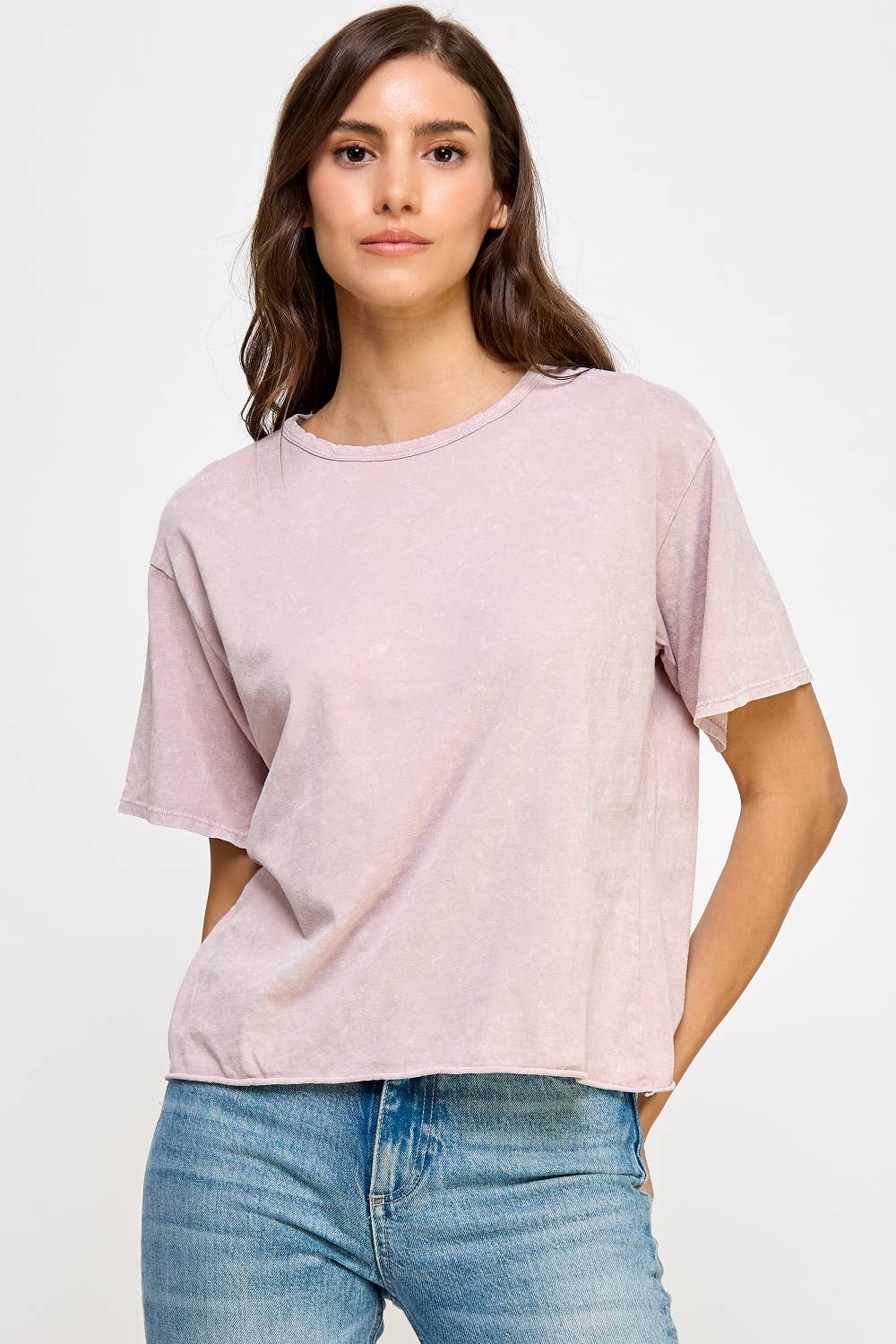 Blank Mineral Washed Long Crop Tee