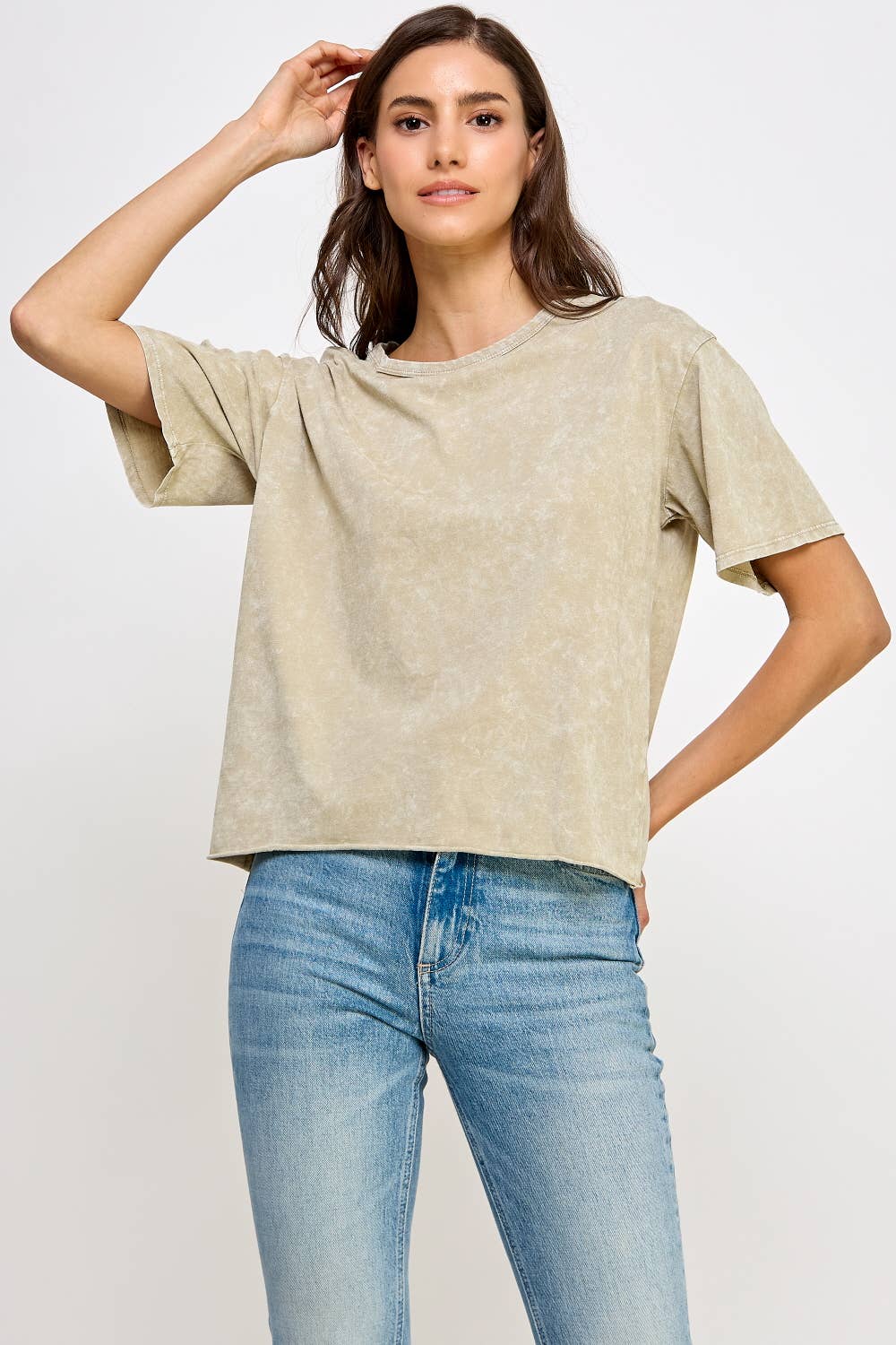 Blank Mineral Washed Long Crop Tee