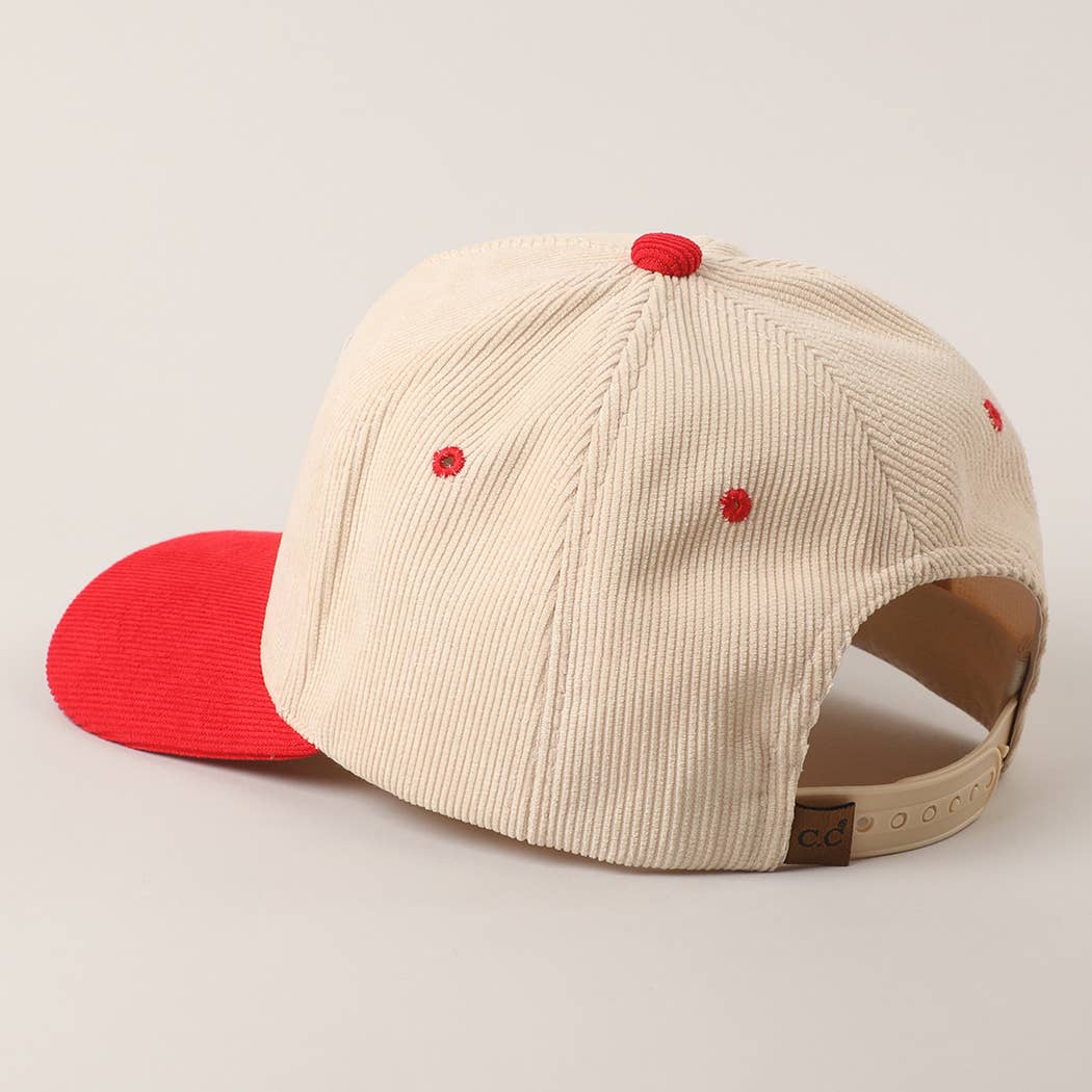 Gameday Bow Patch Corduroy Trucker Hat - Red