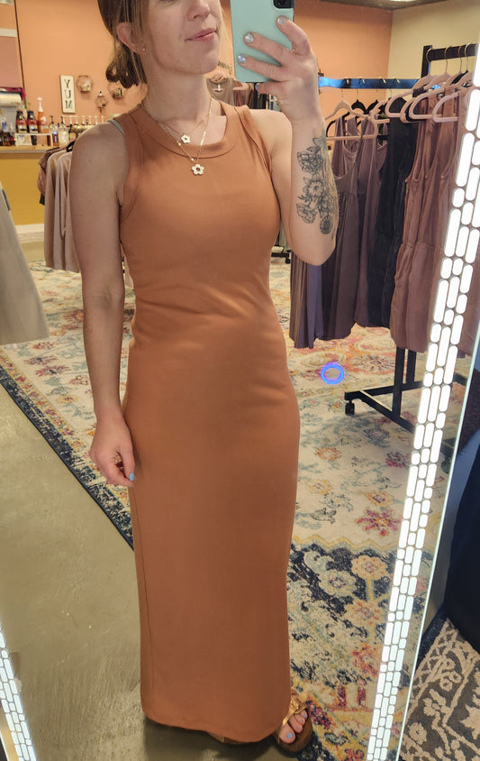 Lyla Ribbed Knit Terracotta Dress
