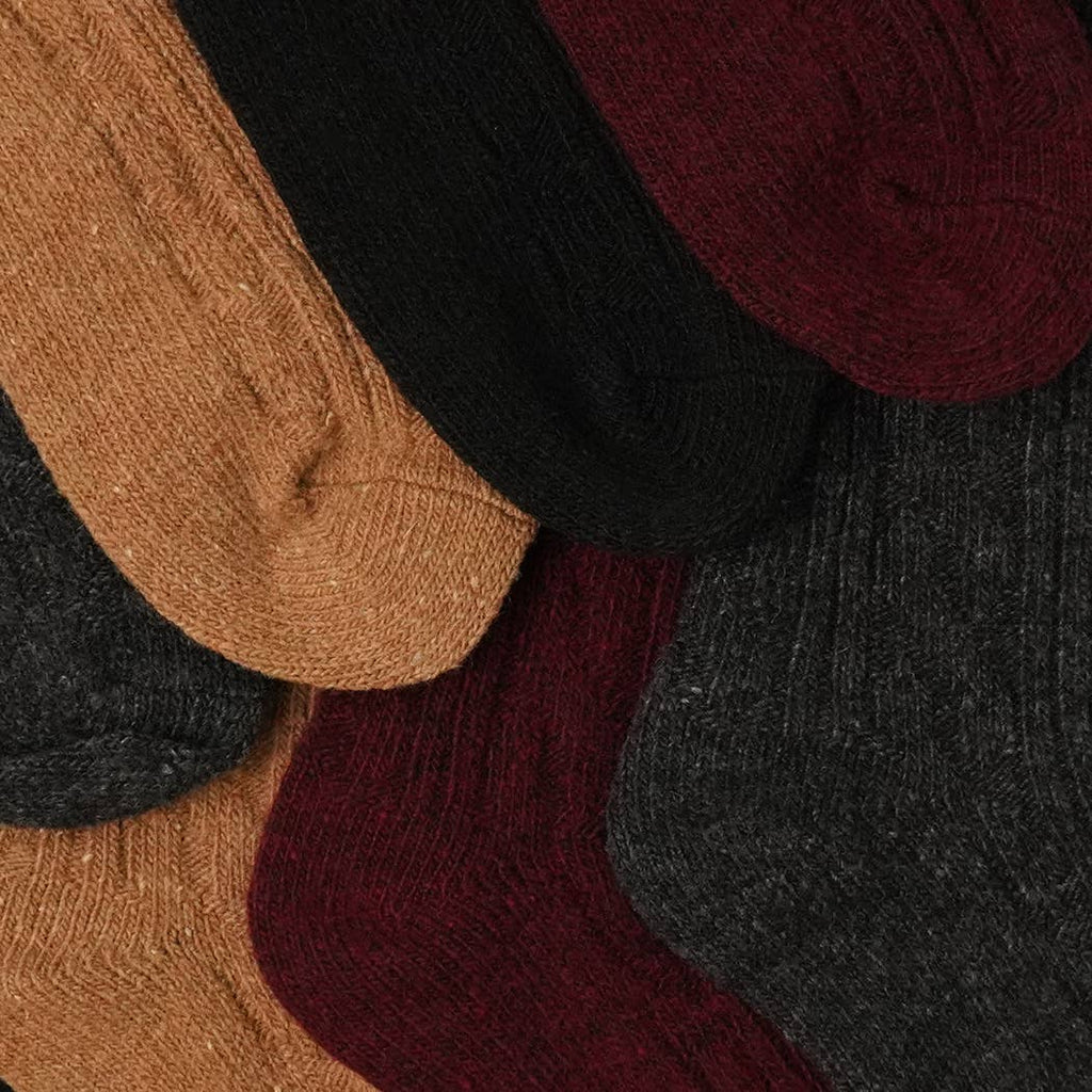 Rib Knit Wool Blend Crew Socks