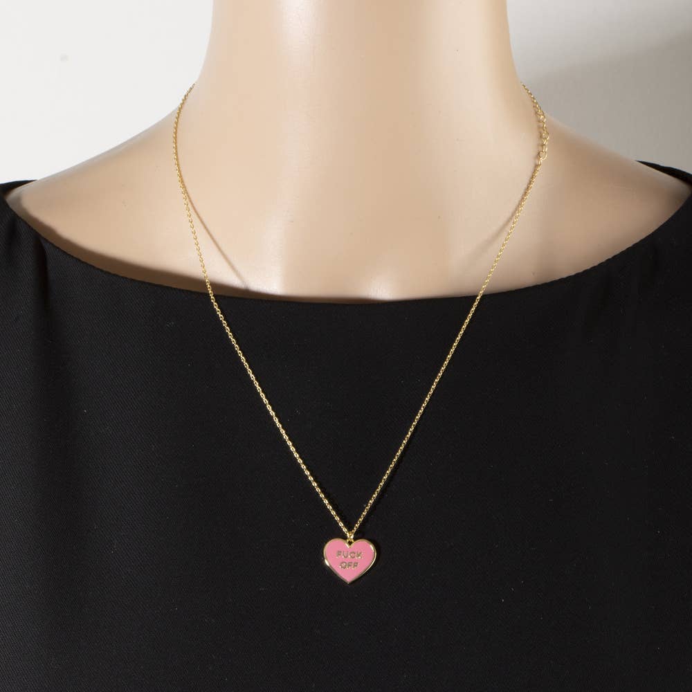 Enamel Heart Statement Pendant Necklace: PK