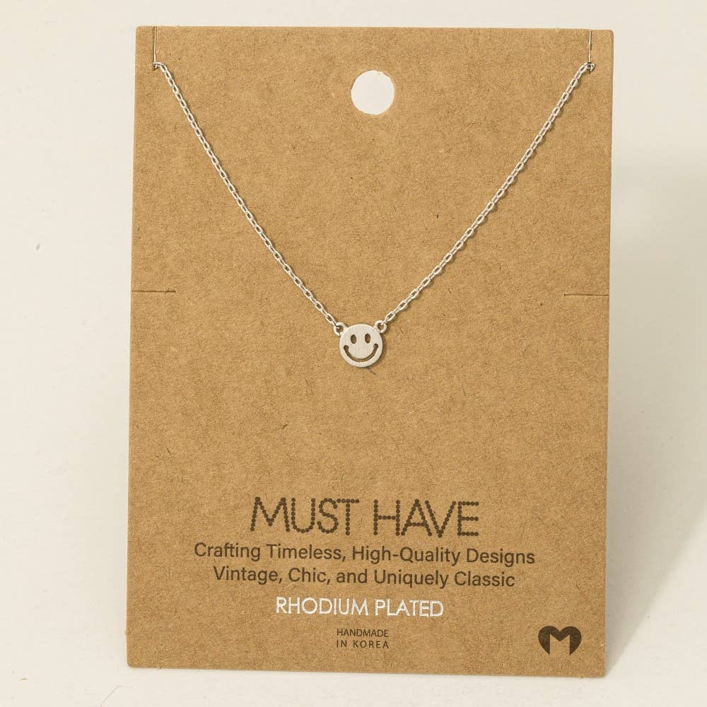 Mini Smiley Face Charm Necklace: G