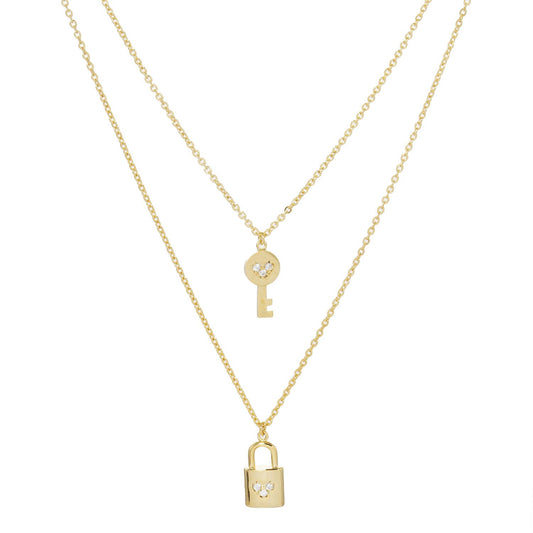 Gold Lock and Key Layered Necklace