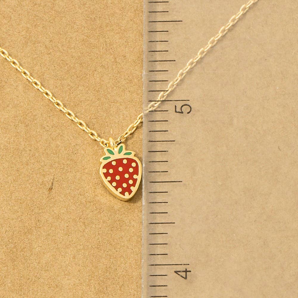 Gold Dipped Epoxy Strawberry Pendant Necklace: G