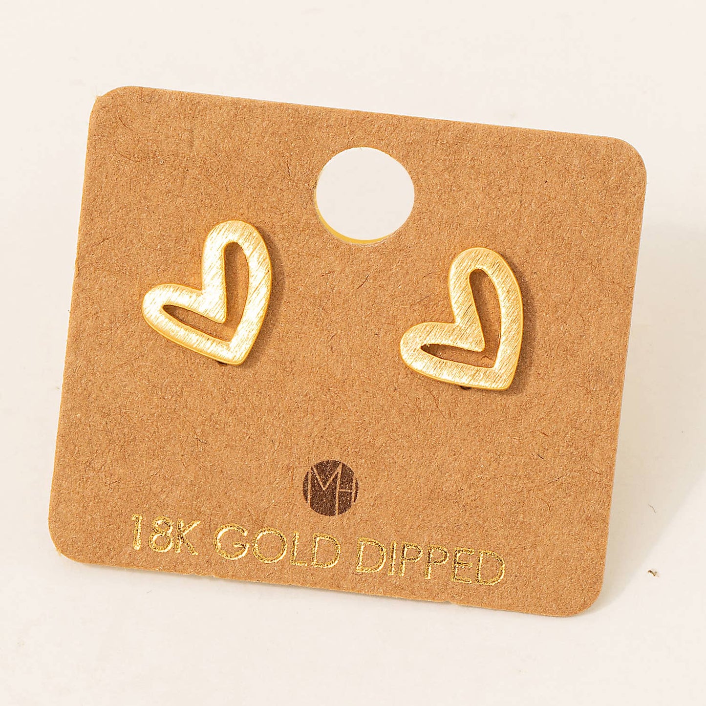 Rose Gold Dipped Heart Stud Earrings