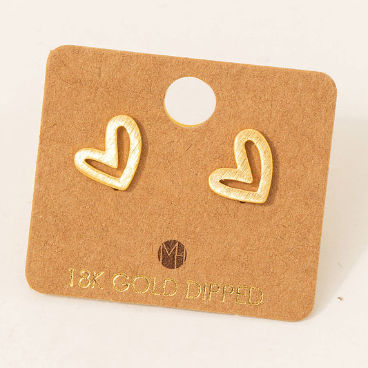 Rose Gold Dipped Heart Stud Earrings