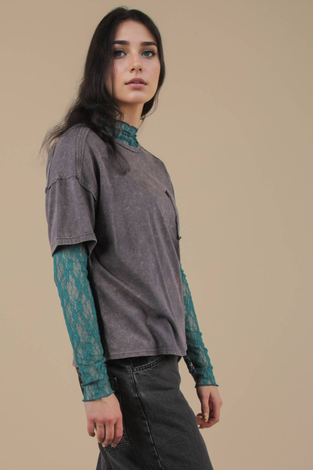 MINERAL WASH BASIC KNIT TEE