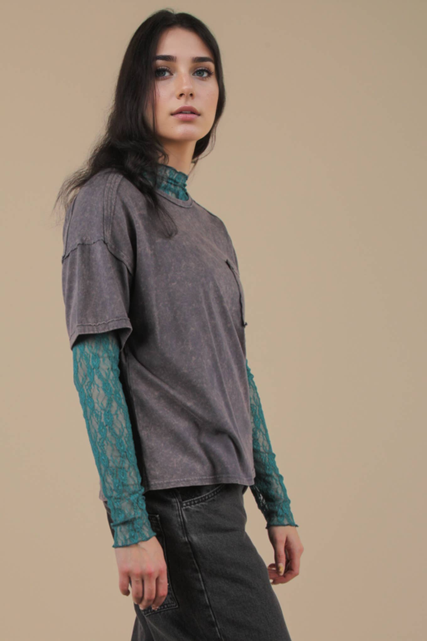 MINERAL WASH BASIC KNIT TEE