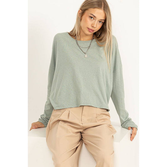 CUTE LOOKS LONG SLEEVE OVERSIZED TOP