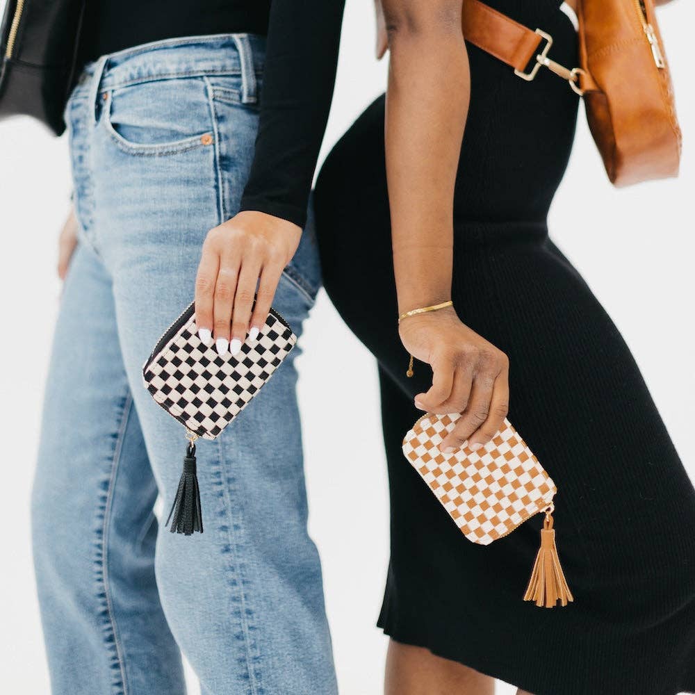 Wynona Woven Wallet Checkered Black