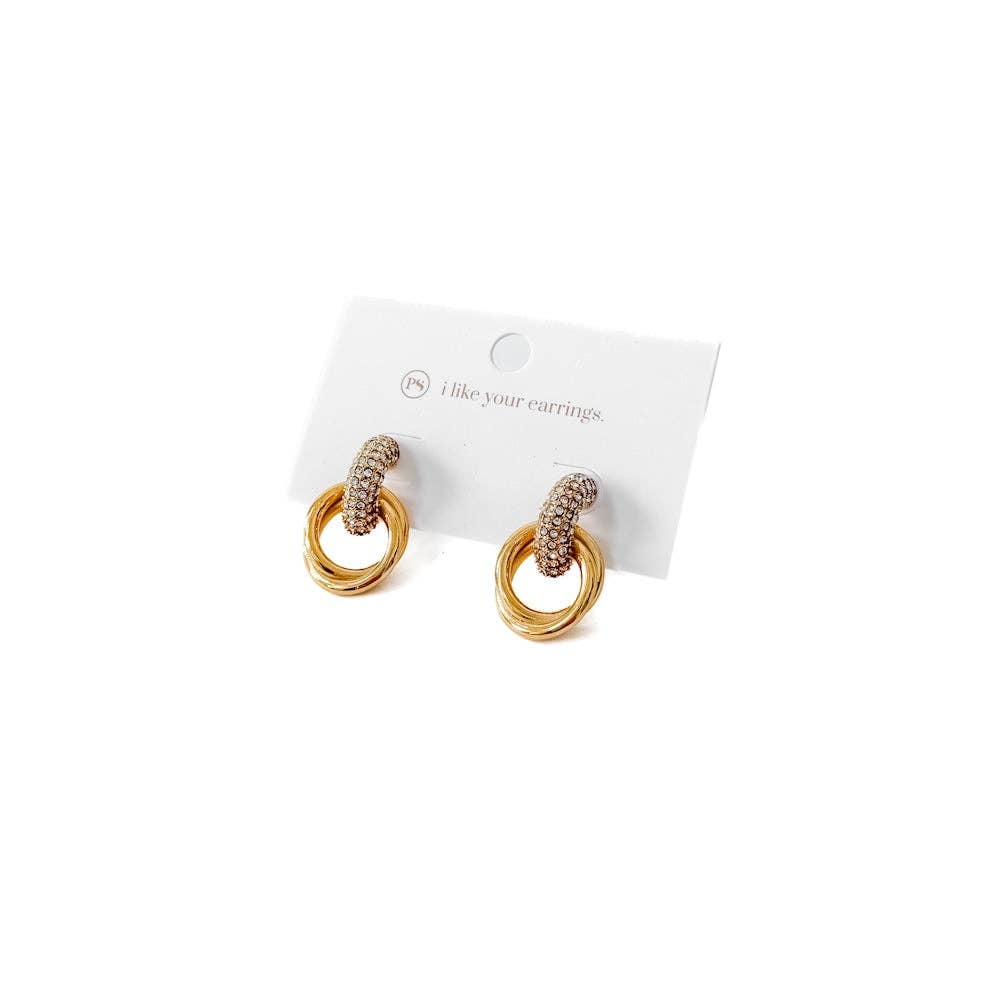 Double Hoop Diamond Earrings: Gold