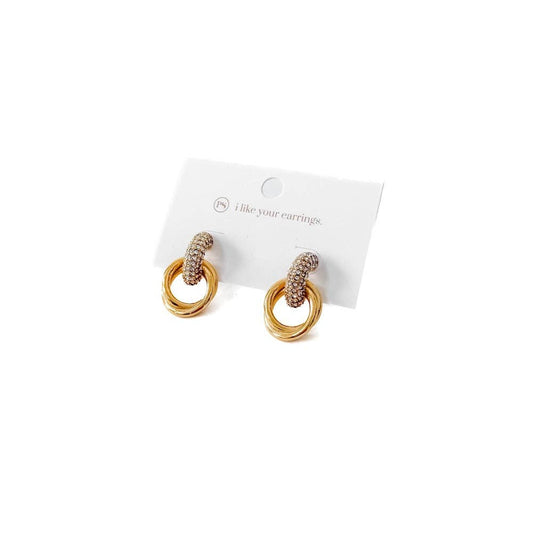 Double Hoop Diamond Earrings: Gold