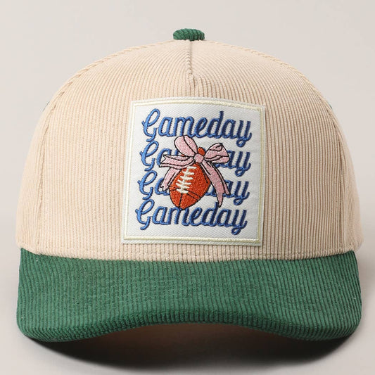 Gameday Bow Patch Corduroy Trucker Hat - Green