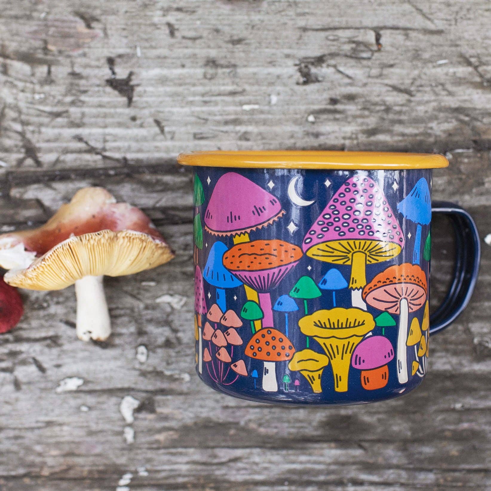 Enamel Coffee & Camp Mug | Midnight Mushroom | 16oz