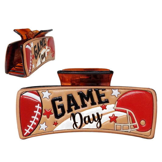 GAME DAY LEATHER CLAW CLIP - RED
